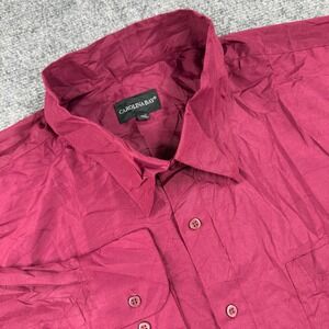Carolina Bay Button Down Shirt‎ 21-21.5 Burgundy Long Sleeve Mens